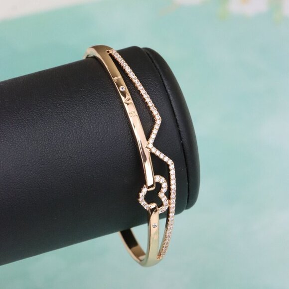 Love Engraved Rose Gold Bangle with Heart Detail, XPBL0593 - Picture 5 of 12